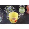 Image 4 : Bartlett Collins Vase (9" Tall) & (3) Miniature Vases (4" Tall) & (4) Cream & Sugar Hand Painted Bow