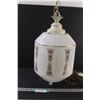Image 1 : Vintage Milk Glass Swag Lamp - 20" x 10", as is