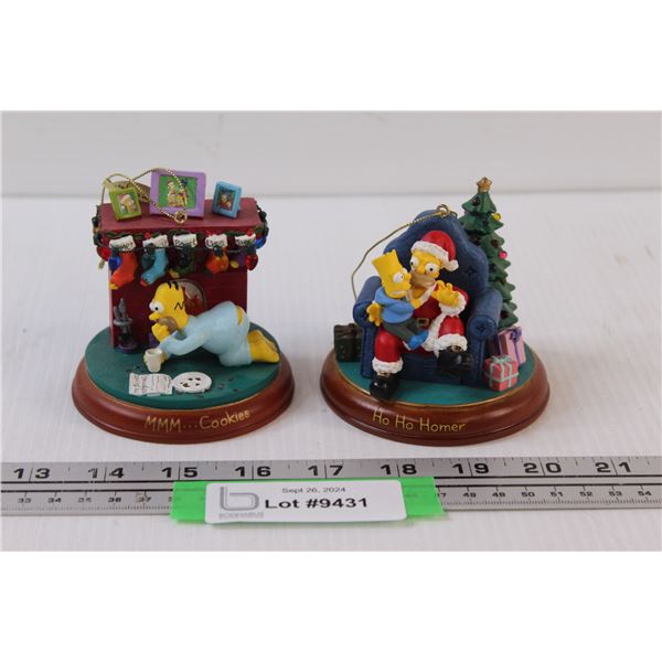 (2) The Simpsons Christmas Ornaments - 4" x 3"