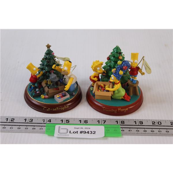 (2) The Simpsons Christmas Ornaments - 4" x 3"