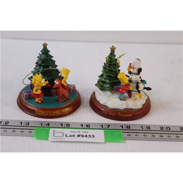 (2) The Simpsons Christmas Ornaments - 4" x 3"