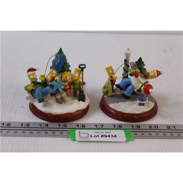 (2) The Simpsons Christmas Ornaments - 4" x 3"