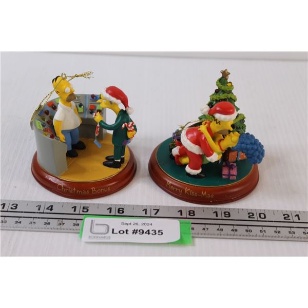 (2) The Simpsons Christmas Ornaments - 4" x 3"