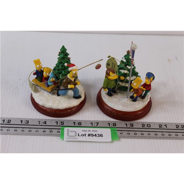 (2) The Simpsons Christmas Ornaments - 4" x 3"
