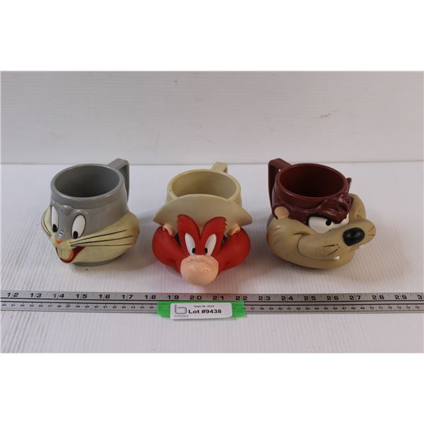 (3) Looney Tunes Mugs: Bugs Bunny, Taz, Yosemite Sam