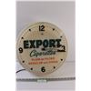 Image 1 : Export Cigarettes Electric Clock - Some Wear, as is - 16" x 16" x 4"