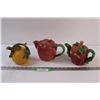 Image 1 : (3) Fruit Tea Pots : Apple & Orange