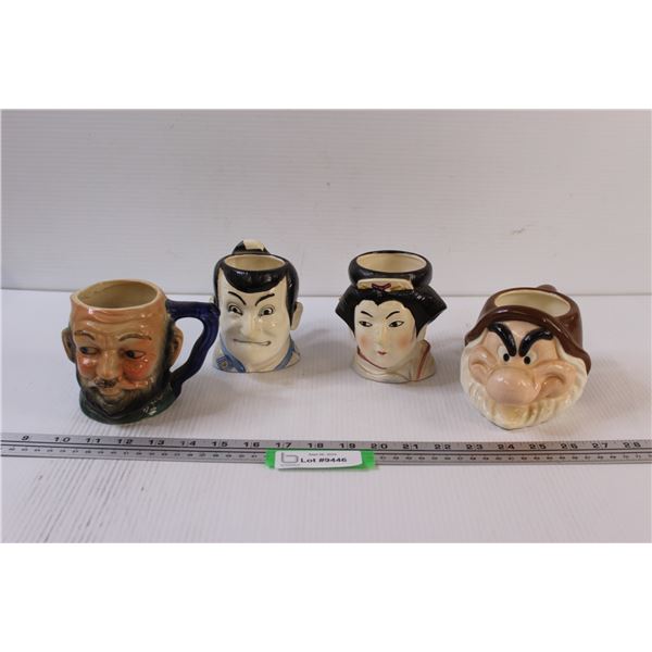 (4) Character Head Mugs: (2) Sigma (1) Grumpy Dwarf, (1) Toby