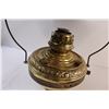 Image 2 : Dresden Brass Victorian Oil Lamp w/Metal Hanging Shade - Lamp - 10" x 11", Shade - 30" x 20"