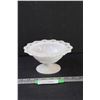 Image 1 : Vintage Milk Glass Lace Cut Candy Bowl - 3.5" x 7"