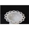 Image 2 : Vintage Milk Glass Lace Cut Candy Bowl - 3.5" x 7"