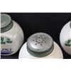 Image 6 : Vintage Fire King Milk Glass Kitchen Storage Jar Set: Salt & Pepper Shakers, Sugar & Flour Bowls