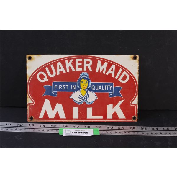 Quaker Maid Milk Metal Sign - 10" x 6" - Some Wear