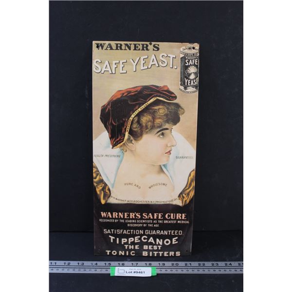 Warner's Yeast Advertisement Metal Sign - 16" x 7.5"