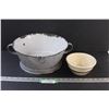 Image 1 : Enamel Strainer (12" x 5") & Clay Pottery Bowl (6" x 3")