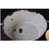 Image 3 : Enamel Strainer (12" x 5") & Clay Pottery Bowl (6" x 3")