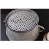 Image 7 : Enamel Strainer (12" x 5") & Clay Pottery Bowl (6" x 3")
