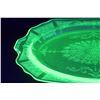 Image 3 : Uranium Green Princess Pattern Depression Glass Serving Plate - (Has Small Chip on Handle) - 12" x 8