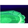 Image 4 : Uranium Green Princess Pattern Depression Glass Serving Plate - (Has Small Chip on Handle) - 12" x 8