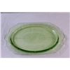 Image 5 : Uranium Green Princess Pattern Depression Glass Serving Plate - (Has Small Chip on Handle) - 12" x 8