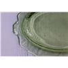Image 7 : Uranium Green Princess Pattern Depression Glass Serving Plate - (Has Small Chip on Handle) - 12" x 8