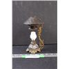 Image 1 : Cresolent Miniature Oil Lamp w/Metal Shade & Stand - 7" x 4", as is