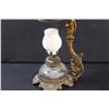 Image 2 : Cresolent Miniature Oil Lamp w/Metal Shade & Stand - 7" x 4", as is