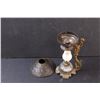 Image 3 : Cresolent Miniature Oil Lamp w/Metal Shade & Stand - 7" x 4", as is