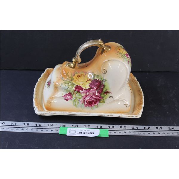 Antique Porcelain Butter/Cheese Dish - 10" x 5" - Some Crazing