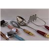 Image 3 : (7) Vintage Kitchen Tools: Cheese Slicer, Spatulas, Potato Masher, Misc.