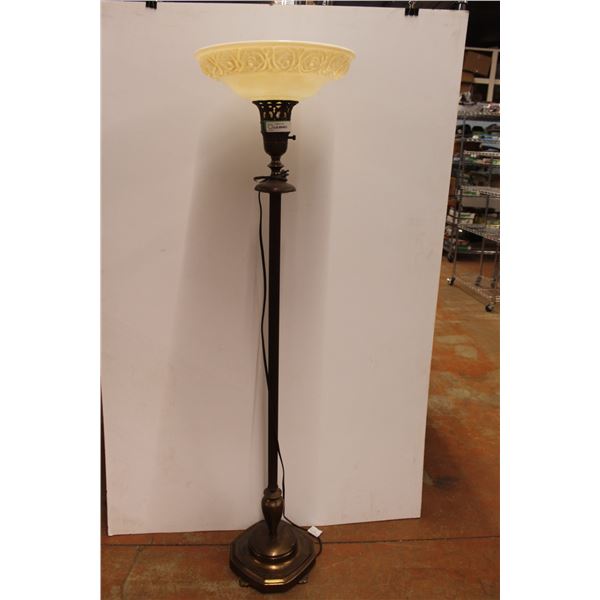 * Floor Lamp w/ Large Glass Shade - 64" x 16"