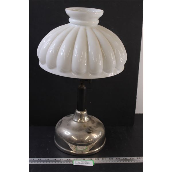 *Coleman Quick Lite Gas Lamp w/ Milk Glass Shade - 20" x 12"