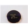 Image 2 : Antique "Margret Rose" Compact Blue - Purple Enamel Lid w/Engraved Leaves