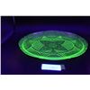Image 1 : Uranium Glass "Royal Lace Pattern" - Green Depression Platter - 13" x 10"