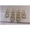Image 1 : (10) Triangular Glass & Brass Airless Plant / Candle Holders - 5" x 3"