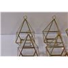 Image 2 : (10) Triangular Glass & Brass Airless Plant / Candle Holders - 5" x 3"