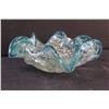 Image 3 : Vintage Murano Art Glass Bowl - Turquoise & Flakes of Gold & Silver - 8" x 3"