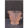 Image 2 : Vintage Pink Depression Glass "Buttons & Bows" - Cream & Sugar Bowl Set