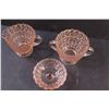 Image 4 : Vintage Pink Depression Glass "Buttons & Bows" - Cream & Sugar Bowl Set