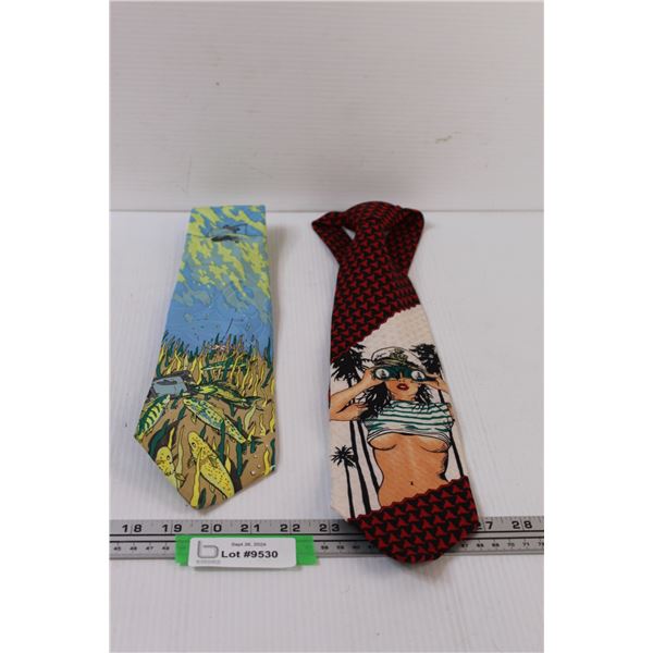 (2) Men's Neckties: The Wilds of Canada & Sailor Pin-up Lady