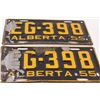 Image 3 : (3) Alberta License Plates: 1955 - One Pair