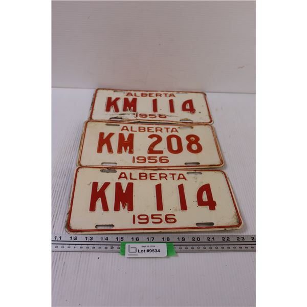 (3) Alberta License Plates: 1956 - One Pair