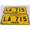 Image 2 : Pair of Alberta License Plates: 1958