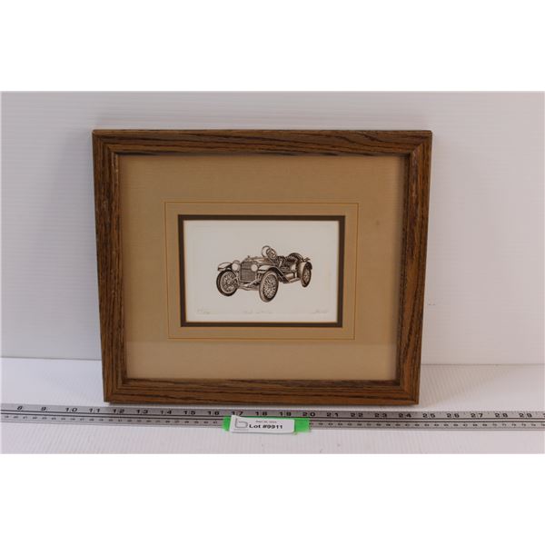 Antique Car Drawing Print in Frame - 1913 Stutz - 13.25" x 11.5"