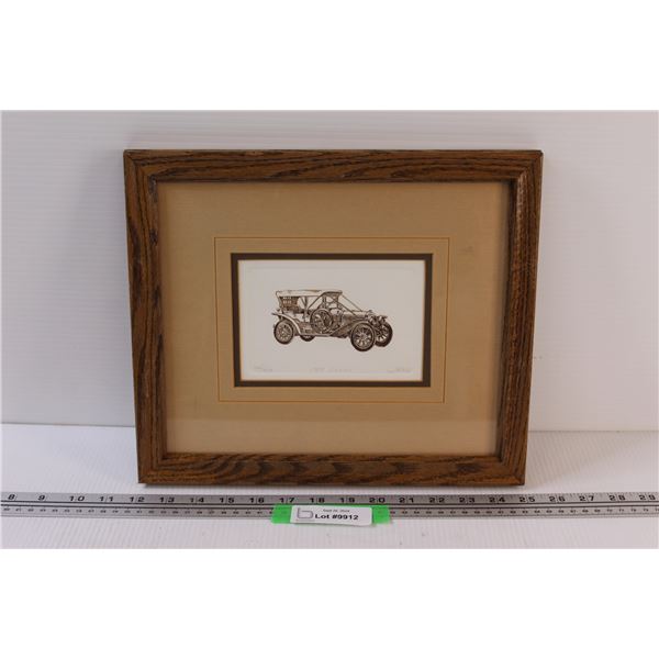Antique Car Drawing Print in Frame - 1909 Lozier - 13.25" x 11.5"