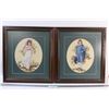 Image 1 : (2) French Renaissance Pink Lady and Blue Boy Cross Stitching Pictures in Frame - 17" x 19"