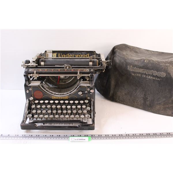 Underwood Typewriter w/Cover - as is