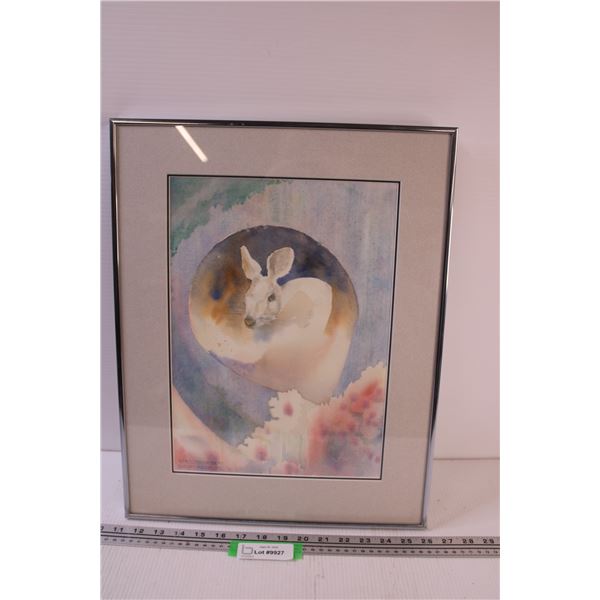 "April Showers Rabbit" Watercolor Painting by Shirley McKercher - 15" x 19"