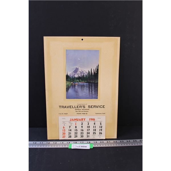 Saskatoon Antique 1946 Wall Calendar