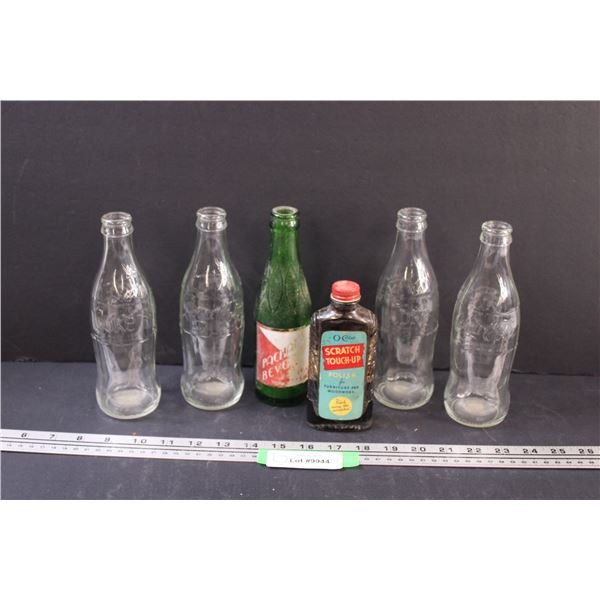 (4) Coca Cola Glass Bottles, Pacific Beverage, Scratch Touch-up Polish Bottle